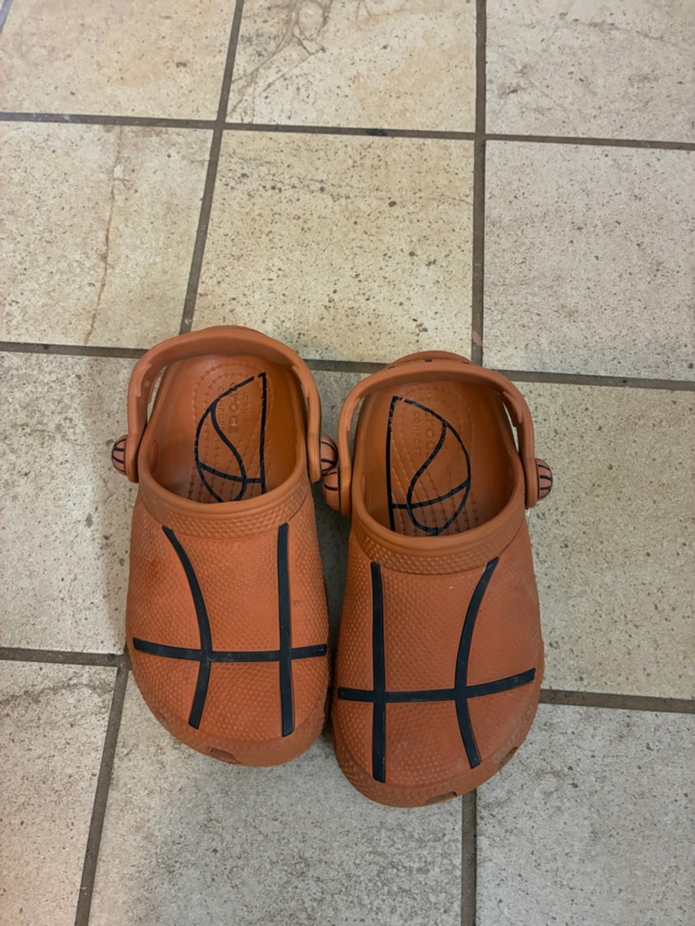 CROCS Kids Orange Basketball Print Clog Sandals